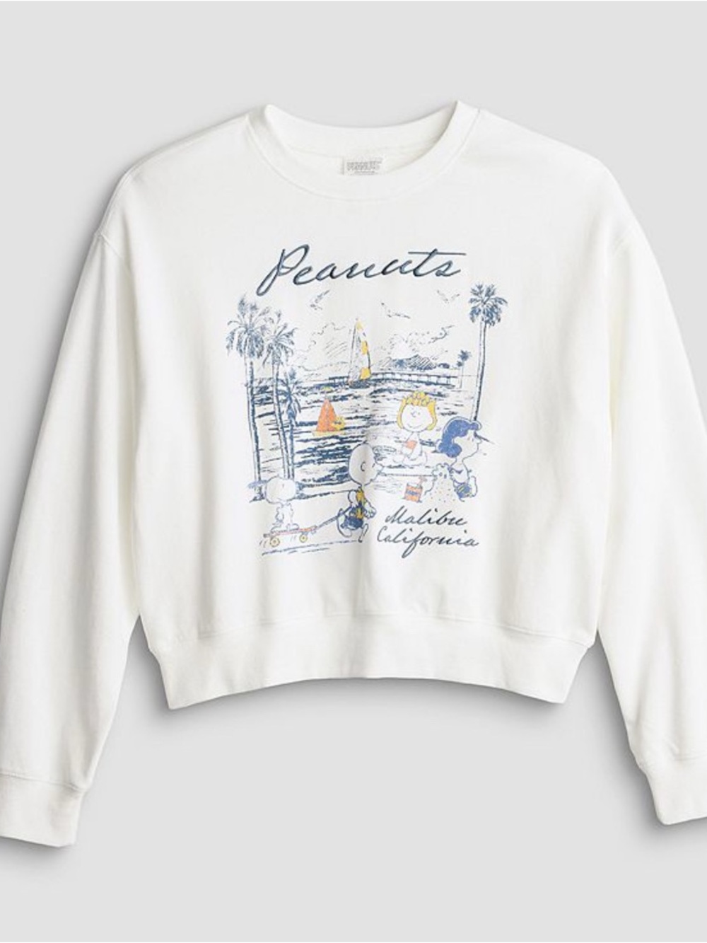 Peanuts White Malibu California Graphic Sweatshirt size XS